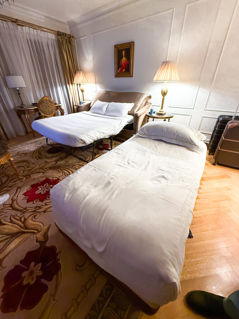 Inside of a hotel room at the Plaza Hotel in NYC