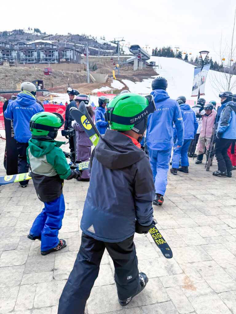 Kids taking ski lessons in Park City, Utah