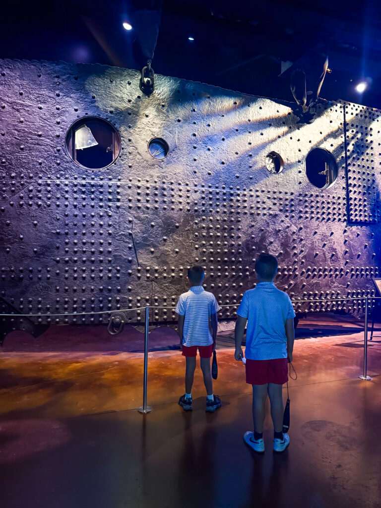 Kids looking at Titanic display at the Titanic Exhibitions in Las Vegas